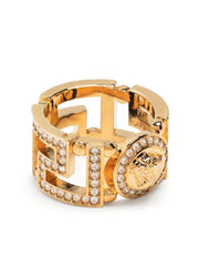 Medusa Greca crystal-embellished ring