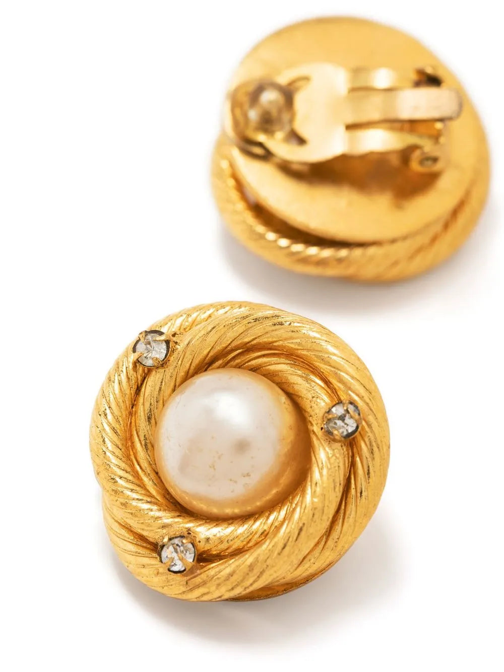 1993 embellished faux-pearl clip-on earrings