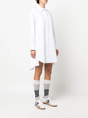pleat-detail cotton shirtdress