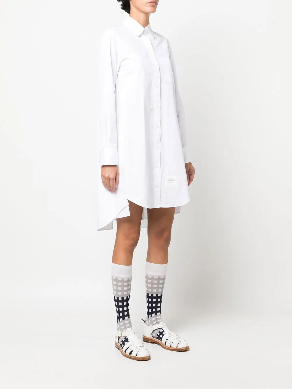 pleat-detail cotton shirtdress