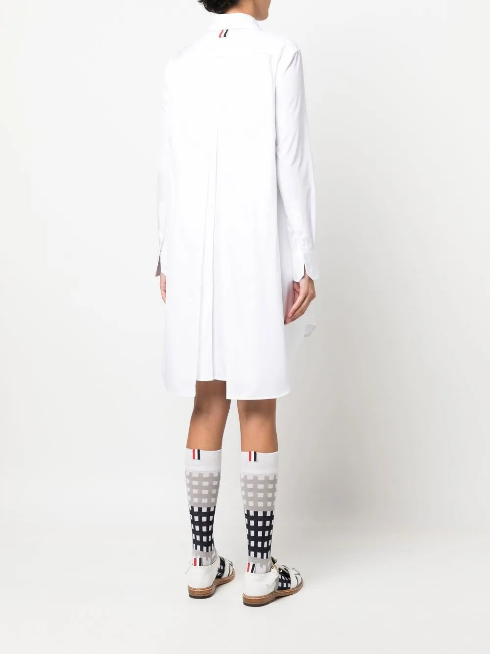 pleat-detail cotton shirtdress