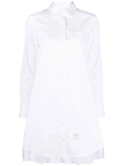 pleat-detail cotton shirtdress