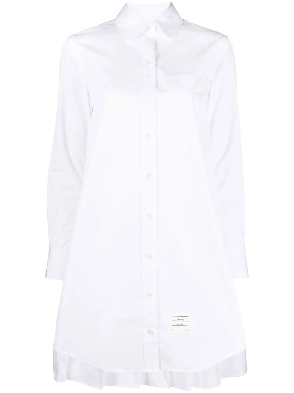 pleat-detail cotton shirtdress