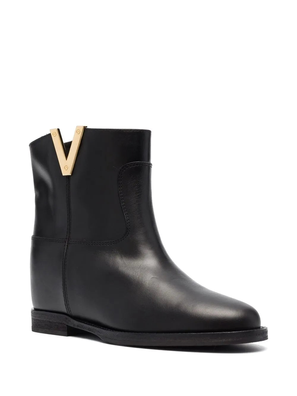 logo-detail leather ankle boots