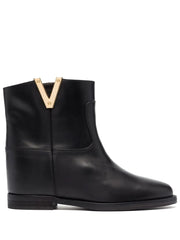 logo-detail leather ankle boots
