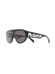 Graffiti-print square-frame sunglasses