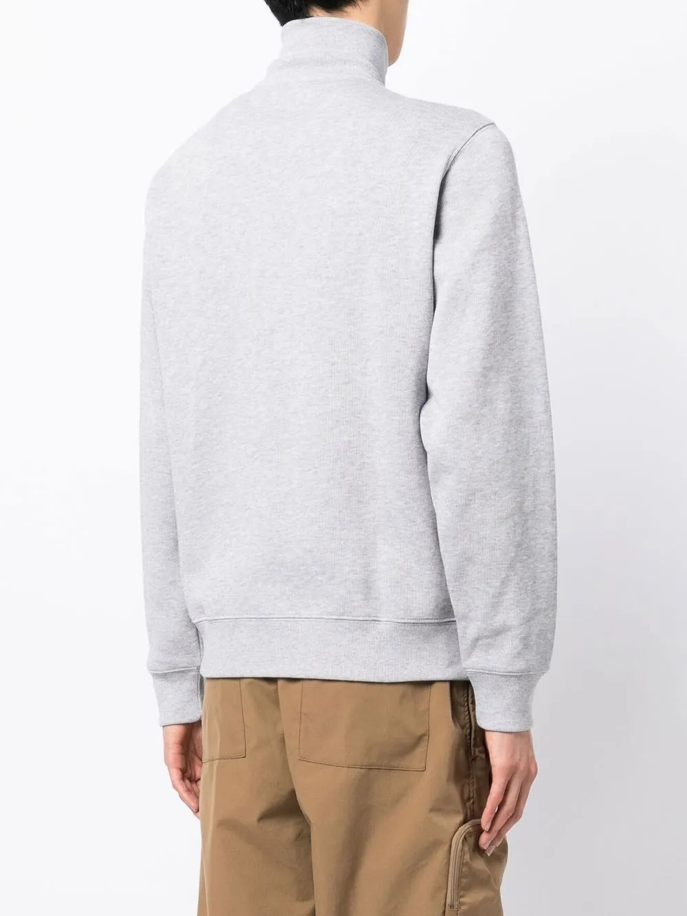 high-neck fine-ribbed sweatshirt