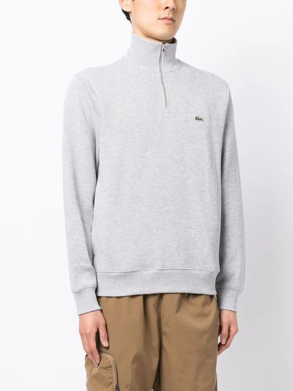high-neck fine-ribbed sweatshirt