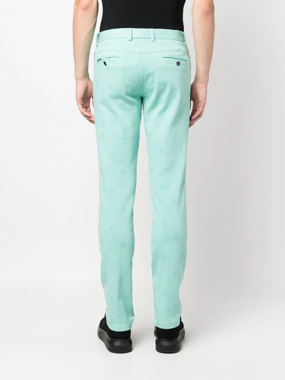 skull embroidery straight-leg trousers