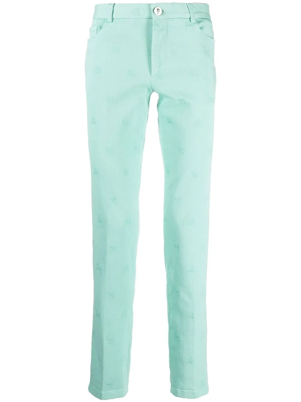 skull embroidery straight-leg trousers
