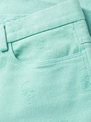 skull embroidery straight-leg trousers