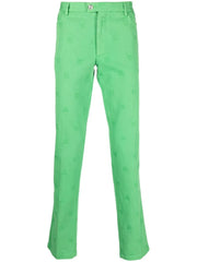 skull embroidery straight-leg trousers