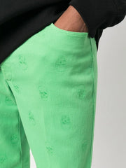 skull embroidery straight-leg trousers