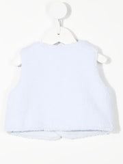 embroidered-dog faux-fur waistcoat