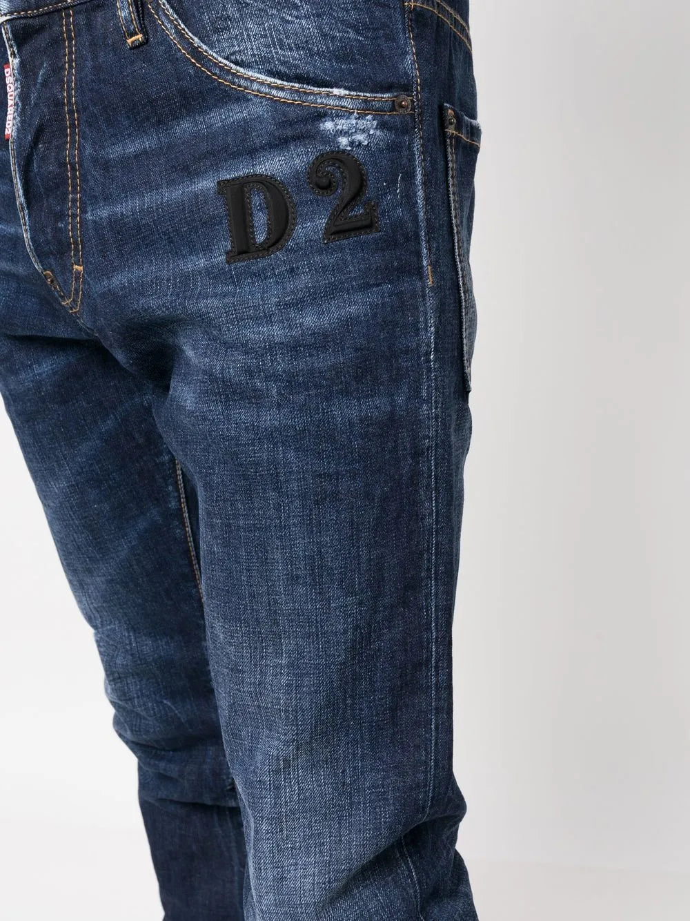 slim-cut denim jeans