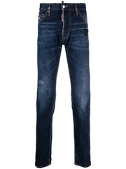 slim-cut denim jeans