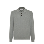 Honeycomb Stitch Rib Knit Polo Shirt