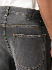 washed straight-leg denim jeans