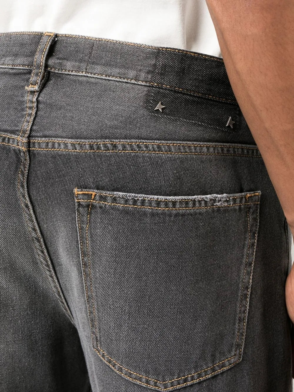 washed straight-leg denim jeans