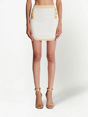 button-embellished knitted miniskirt