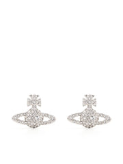 crystal-embellished logo stud earring