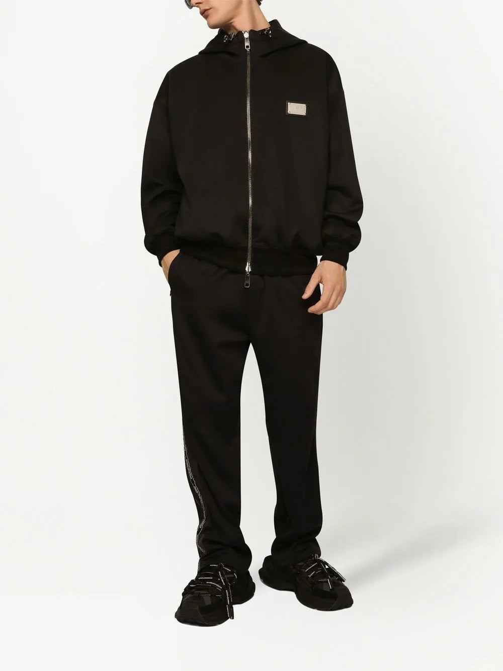 logo-plaque reversible hooded jacket