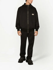 logo-plaque reversible hooded jacket