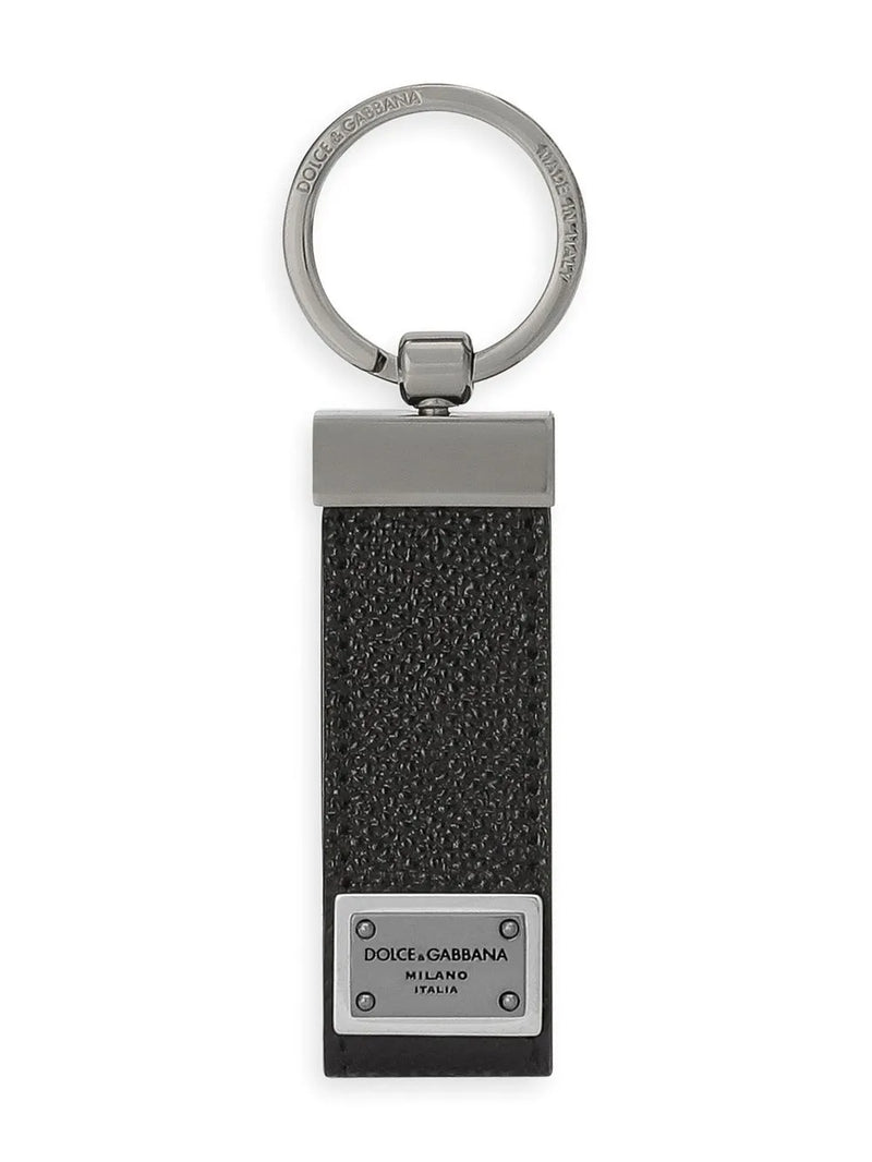 logo-tag leather keyring