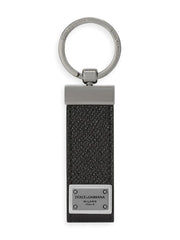 logo-tag leather keyring
