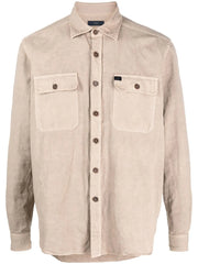 logo-patch button-up shirt