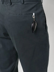 feather-detail chino trousers