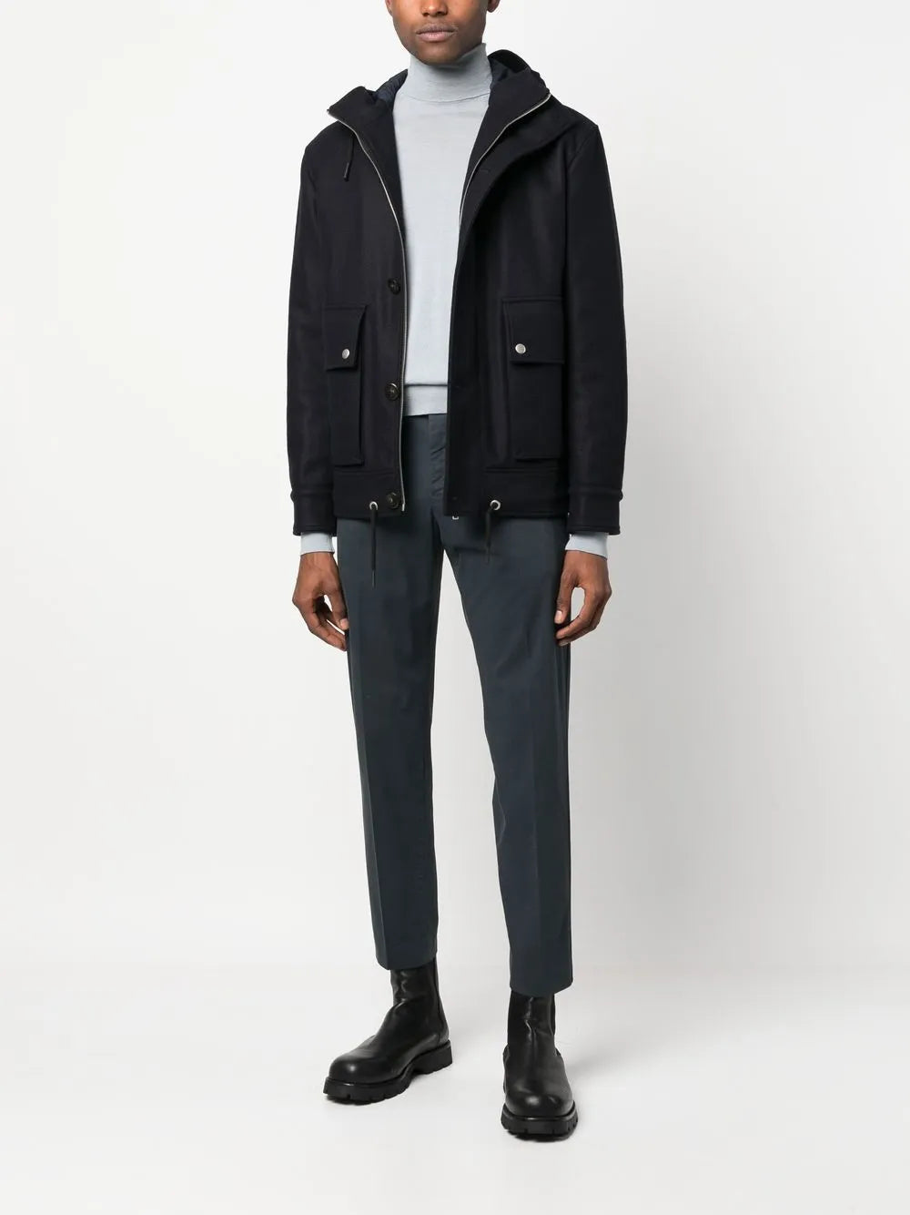 feather-detail chino trousers