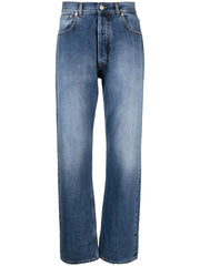 embroidered-detail denim trousers