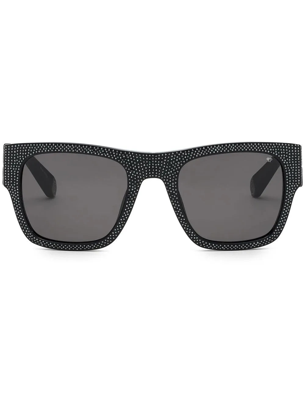 square-frame crystal-embellishment sunglasses