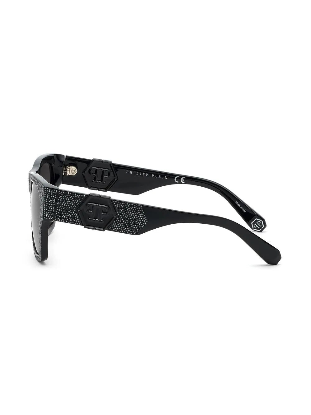 square-frame crystal-embellishment sunglasses