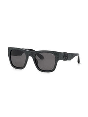 square-frame crystal-embellishment sunglasses