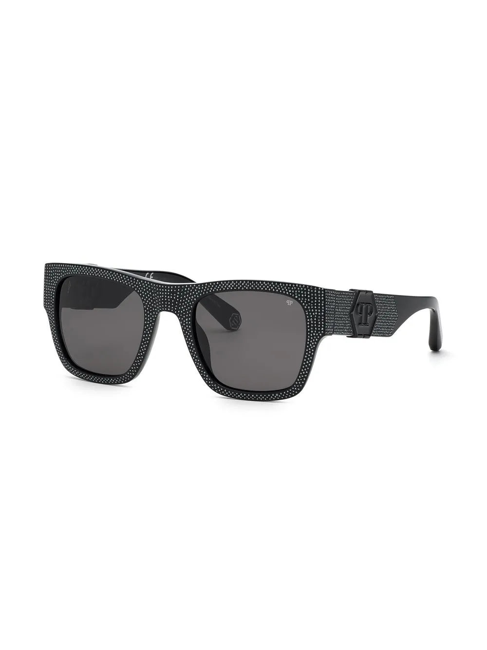 square-frame crystal-embellishment sunglasses