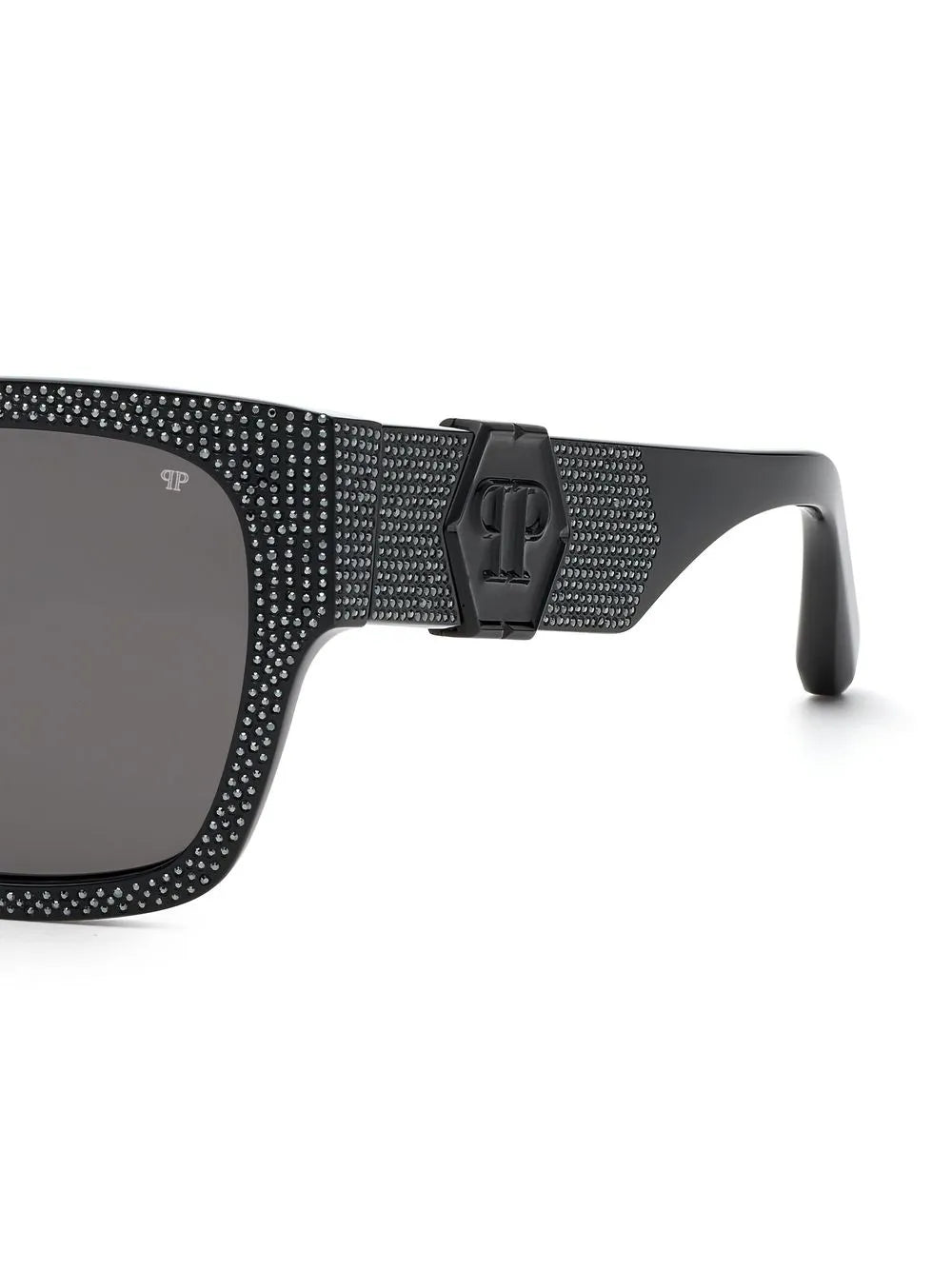 square-frame crystal-embellishment sunglasses