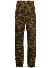 camouflage zip-detail trousers