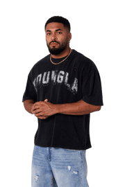 YOUNG LA 4146 Scuffed Cloud Tees Black Wash