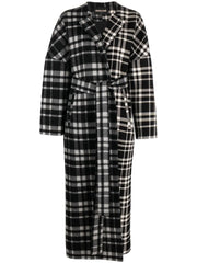 checked belted coat