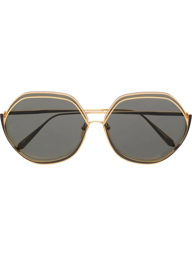 rounded hexagonal-frame sunglasses
