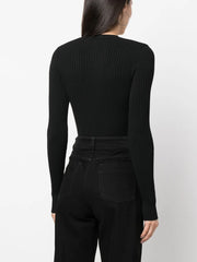 long-sleeve ribbed-knit bodysuit
