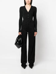 long-sleeve ribbed-knit bodysuit