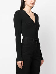 long-sleeve ribbed-knit bodysuit