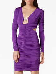 logo-plaque ruched minidress
