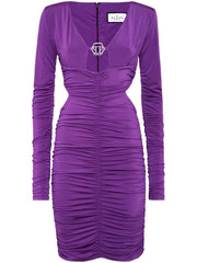 logo-plaque ruched minidress
