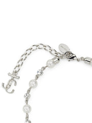 logo-charm pearl-detail anklet