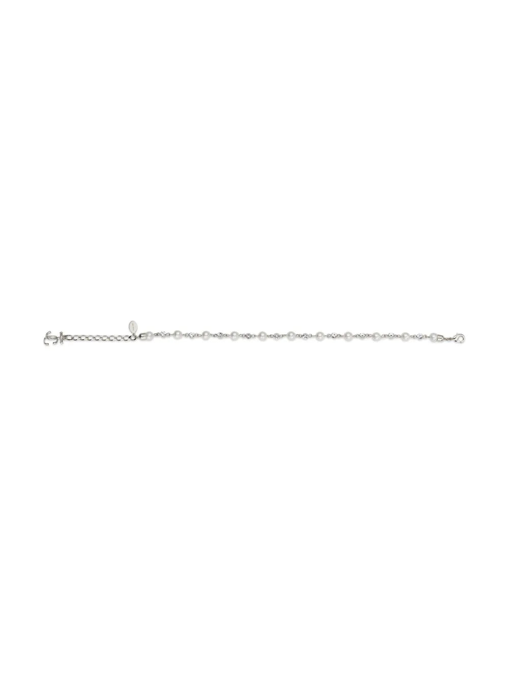 logo-charm pearl-detail anklet