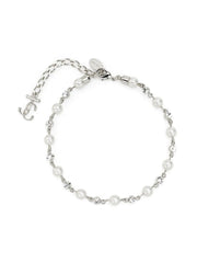 logo-charm pearl-detail anklet
